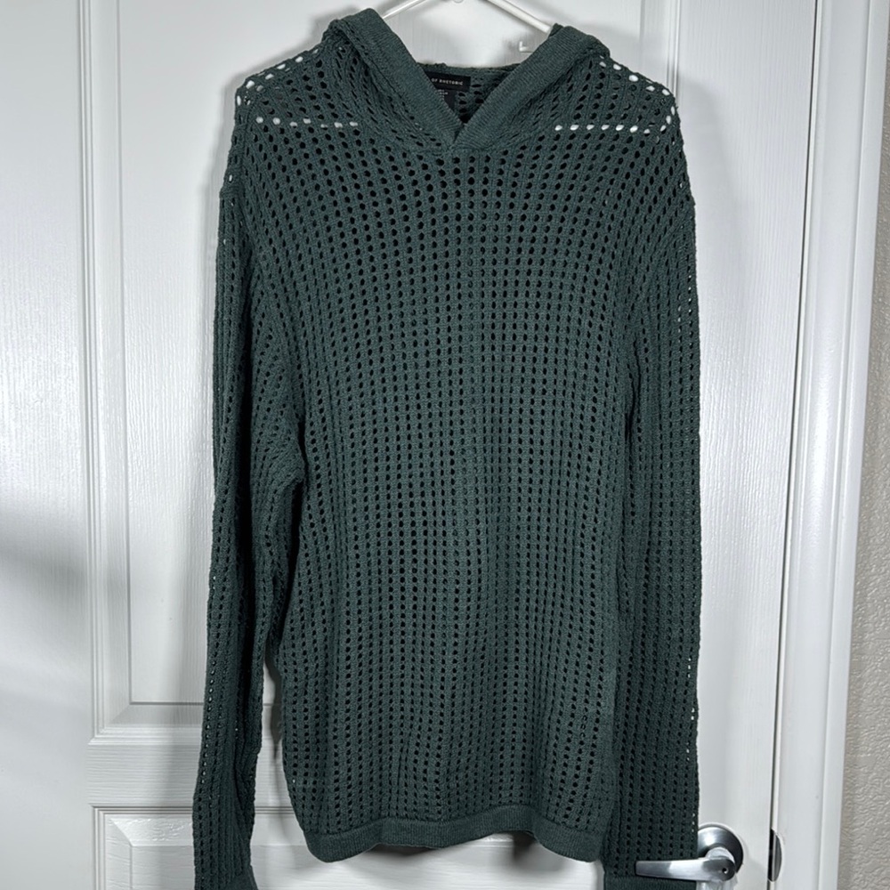 Art of Rhetoric Green Knitted Hooded Sweater Size Large EUC #2522